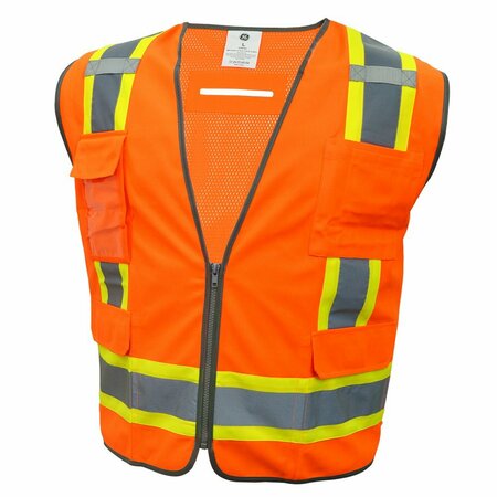 GE Orange Surveyor Vest L, 8 Pockets, Contrast Trims GV082OL